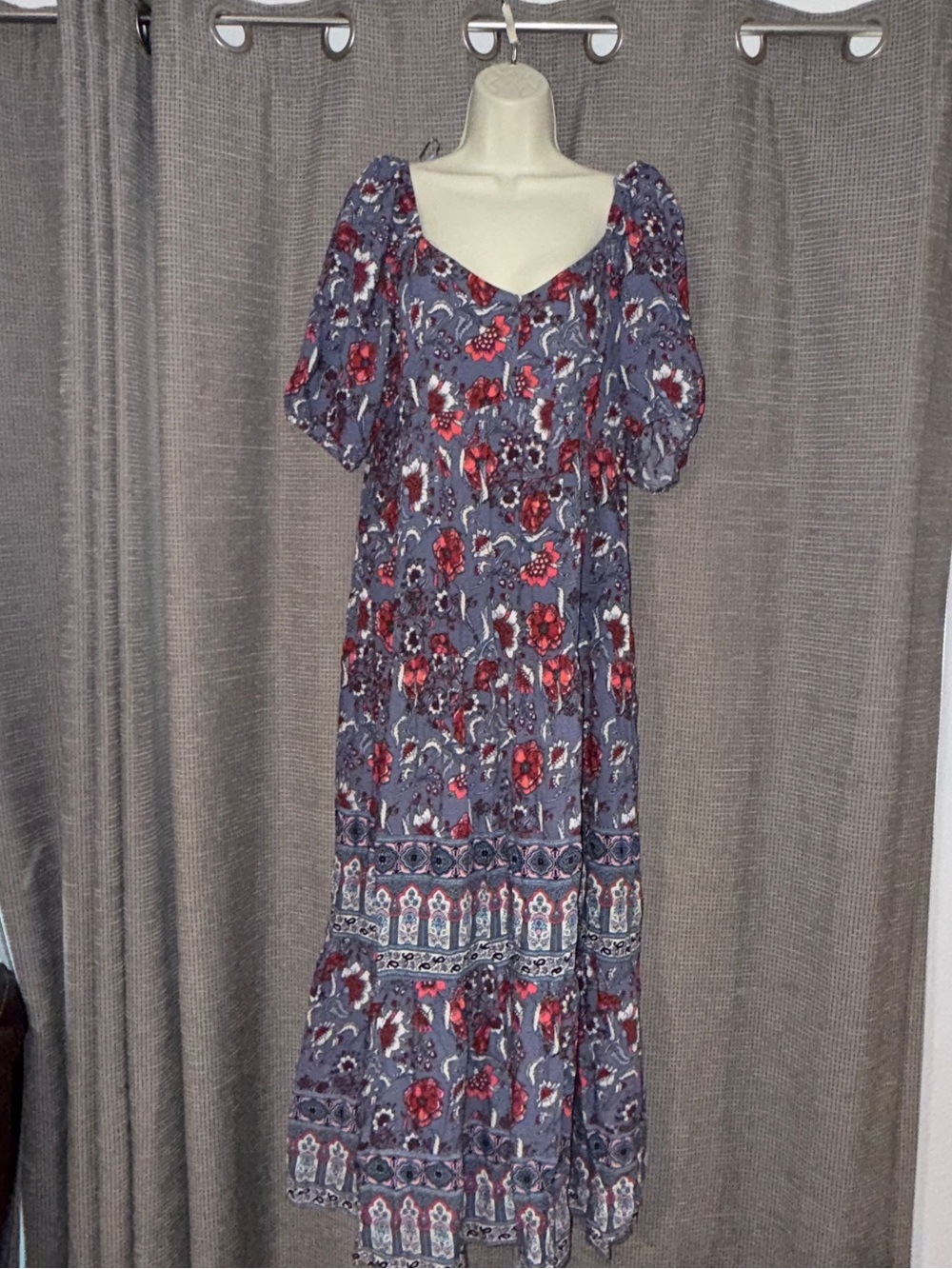 Knox Rose Navy Maxi Dress with Red Floral Print